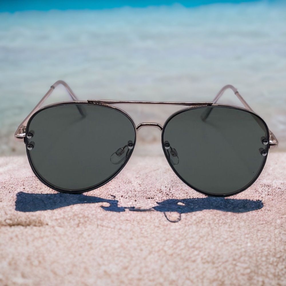 Gold Aviator Sunglasses with Green Lenses UNISEX